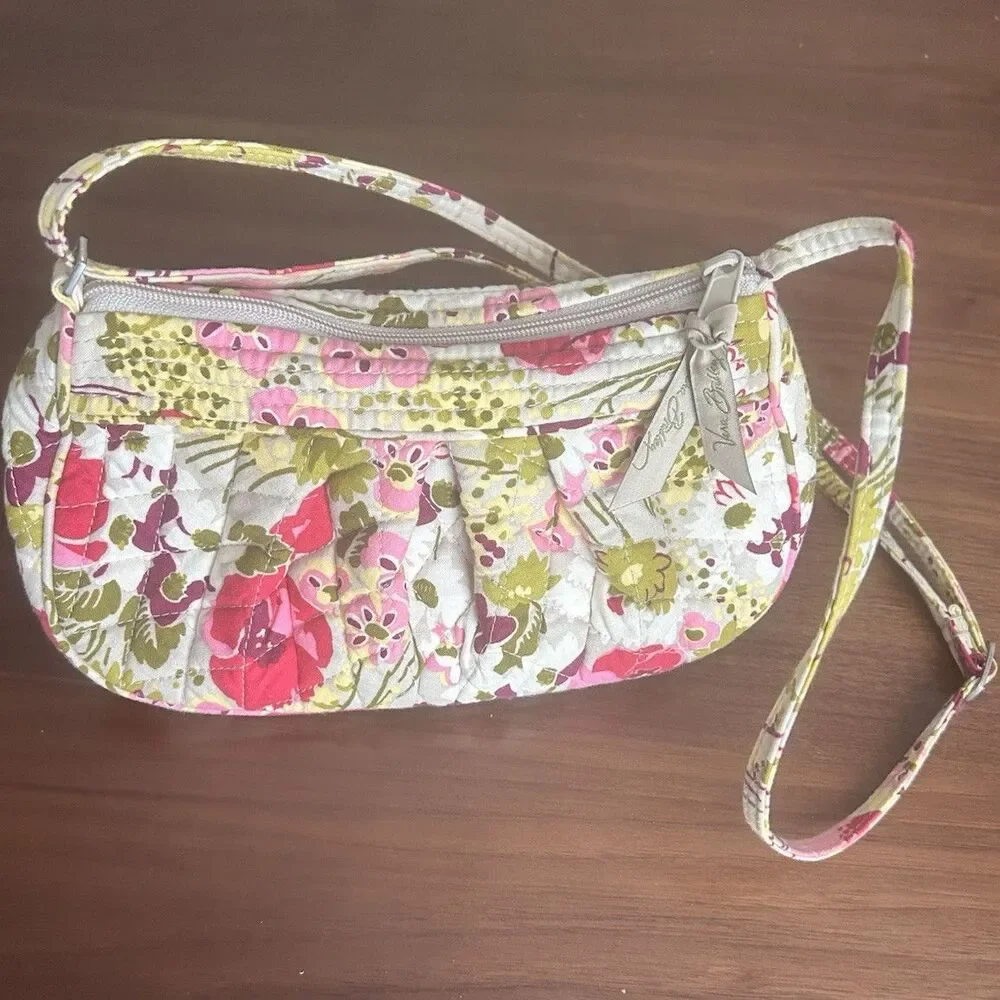 Vera Bradley Floral Quilted Small Crossbody Bag Adjustable Strap Zip Multicolor